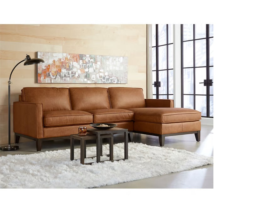 GFD Leather - Pimlico Brown Leather Sectional with RAF Chaise - 501012
