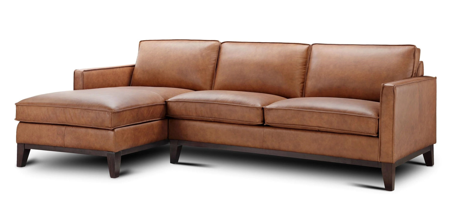 GFD Leather - Pimlico Brown Leather LAF Sectional with Ottoman - 501014