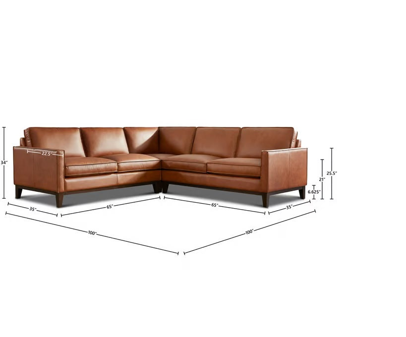 GFD Leather - Pimlico Brown Leather Sectional with Ottoman - 501016 - GreatFurnitureDeal