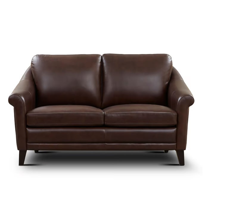 GFD Leather - Sienna Brown Leather Midcentury Loveseat - 501041