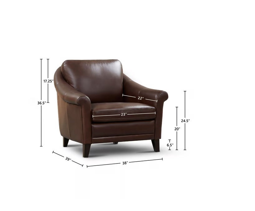 GFD Leather - Sienna Brown Leather Midcentury Armchair - 501044
