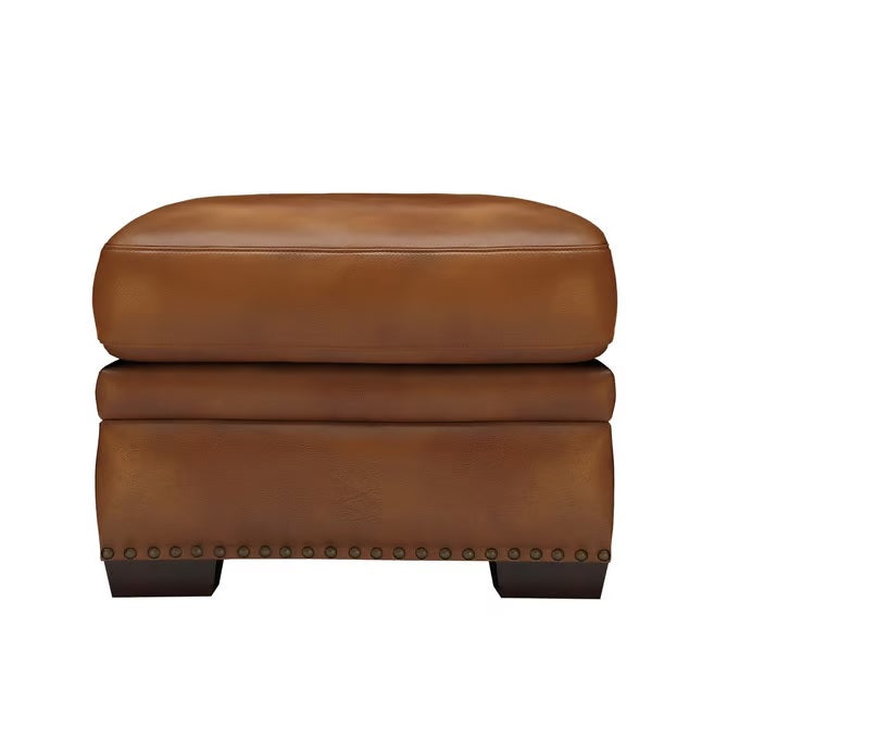 GFD Leather - Toulouse Brown Leather Ottoman - 501046