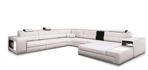 VIG Furniture - Divani Casa Polaris Contemporary White Leather U Shaped Sectional Sofa with Lights - VGEV5022-WHT-BL - GreatFurnitureDeal