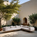 Meridian Furniture - Laguna 142" Resilient Water Resistant Fabric Upholstered Outdoor Patio 6 Piece Modular Sectional - 55036Beige-Sec6A - GreatFurnitureDeal