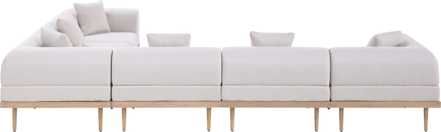 Meridian Furniture - Laguna 142" Resilient Water Resistant Fabric Upholstered Outdoor Patio 6 Piece Modular Sectional - 55036Beige-Sec6A - GreatFurnitureDeal