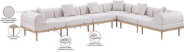 Meridian Furniture - Laguna 142" Resilient Water Resistant Fabric Upholstered Outdoor Patio 6 Piece Modular Sectional - 55036Beige-Sec6A - GreatFurnitureDeal
