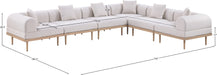 Meridian Furniture - Laguna 142" Resilient Water Resistant Fabric Upholstered Outdoor Patio 6 Piece Modular Sectional - 55036Beige-Sec6A - GreatFurnitureDeal