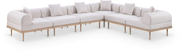 Meridian Furniture - Laguna 142" Resilient Water Resistant Fabric Upholstered Outdoor Patio 6 Piece Modular Sectional - 55036Beige-Sec6A - GreatFurnitureDeal