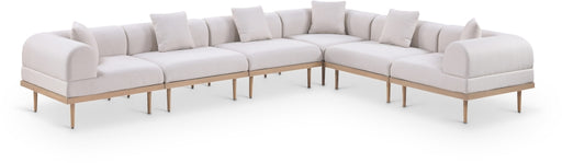 Meridian Furniture - Laguna 142" Resilient Water Resistant Fabric Upholstered Outdoor Patio 6 Piece Modular Sectional - 55036Beige-Sec6A - GreatFurnitureDeal