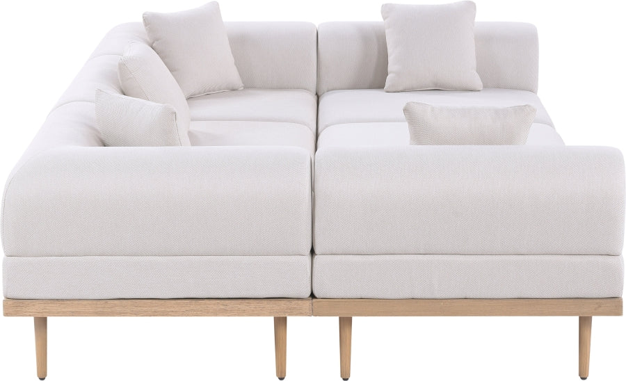 Meridian Furniture - Laguna 106.5" Resilient Water Resistant Fabric Upholstered Outdoor Patio 6 Piece Modular Sectional - 55036Beige-Sec6C - GreatFurnitureDeal