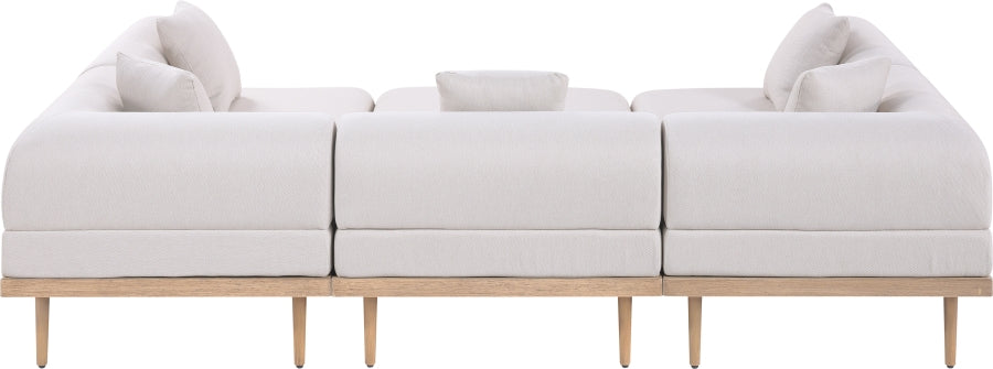 Meridian Furniture - Laguna 106.5" Resilient Water Resistant Fabric Upholstered Outdoor Patio 6 Piece Modular Sectional - 55036Beige-Sec6C - GreatFurnitureDeal