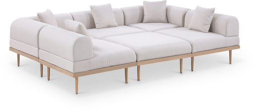 Meridian Furniture - Laguna 106.5" Resilient Water Resistant Fabric Upholstered Outdoor Patio 6 Piece Modular Sectional - 55036Beige-Sec6C - GreatFurnitureDeal