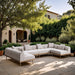 Meridian Furniture - Laguna 142" Resilient Water Resistant Fabric Upholstered Outdoor Patio 6 Piece Modular Sectional - 55036Beige-Sec6D - GreatFurnitureDeal