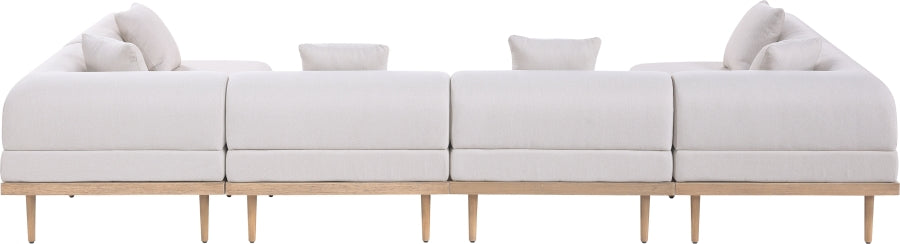 Meridian Furniture - Laguna 142" Resilient Water Resistant Fabric Upholstered Outdoor Patio 6 Piece Modular Sectional - 55036Beige-Sec6D - GreatFurnitureDeal