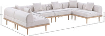 Meridian Furniture - Laguna 142" Resilient Water Resistant Fabric Upholstered Outdoor Patio 6 Piece Modular Sectional - 55036Beige-Sec6D - GreatFurnitureDeal