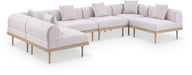 Meridian Furniture - Laguna 142" Resilient Water Resistant Fabric Upholstered Outdoor Patio 6 Piece Modular Sectional - 55036Beige-Sec6D - GreatFurnitureDeal
