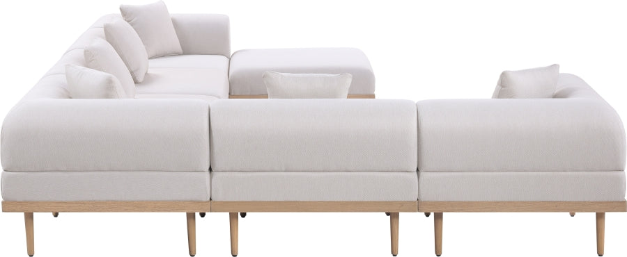 Meridian Furniture - Laguna 142" Resilient Water Resistant Fabric Upholstered Outdoor Patio 7 Piece Modular Sectional - 55036Beige-Sec7A - GreatFurnitureDeal