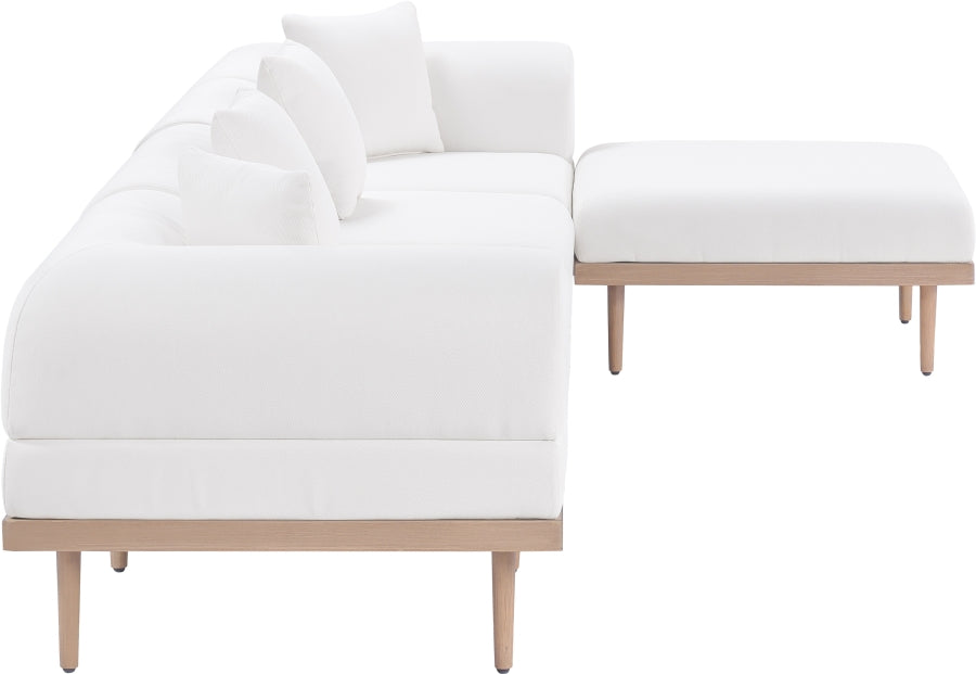 Meridian Furniture - Laguna 142" Resilient Water Resistant Fabric Upholstered Outdoor Patio 5 Piece Modular Sectional - 55036Cream-Sec5A - GreatFurnitureDeal