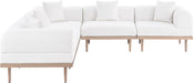 Meridian Furniture - Laguna 106.5" Resilient Water Resistant Fabric Upholstered Outdoor Patio 5 Piece Modular Sectional - 55036Cream-Sec5C - GreatFurnitureDeal