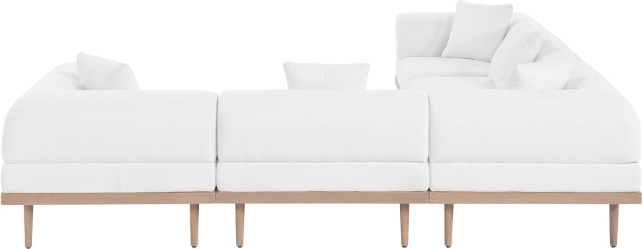 Meridian Furniture - Laguna 106.5" Resilient Water Resistant Fabric Upholstered Outdoor Patio 5 Piece Modular Sectional - 55036Cream-Sec5C - GreatFurnitureDeal