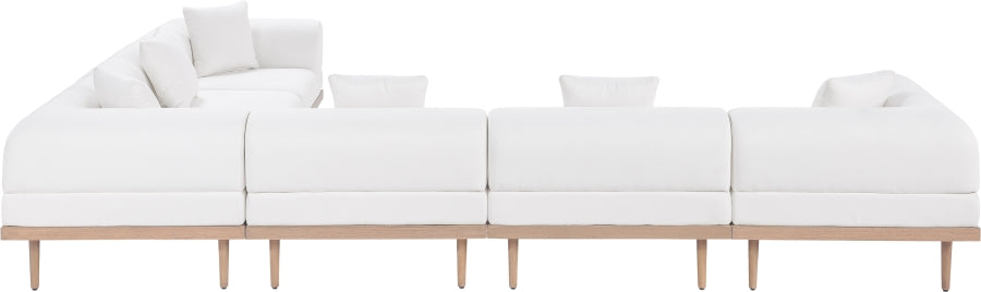 Meridian Furniture - Laguna 142" Resilient Water Resistant Fabric Upholstered Outdoor Patio 6 Piece Modular Sectional - 55036Cream-Sec6A - GreatFurnitureDeal