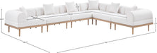 Meridian Furniture - Laguna 142" Resilient Water Resistant Fabric Upholstered Outdoor Patio 6 Piece Modular Sectional - 55036Cream-Sec6A - GreatFurnitureDeal