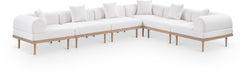 Meridian Furniture - Laguna 142" Resilient Water Resistant Fabric Upholstered Outdoor Patio 6 Piece Modular Sectional - 55036Cream-Sec6A - GreatFurnitureDeal