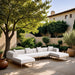 Meridian Furniture - Laguna 142" Resilient Water Resistant Fabric Upholstered Outdoor Patio 6 Piece Modular Sectional - 55036Cream-Sec6B - GreatFurnitureDeal