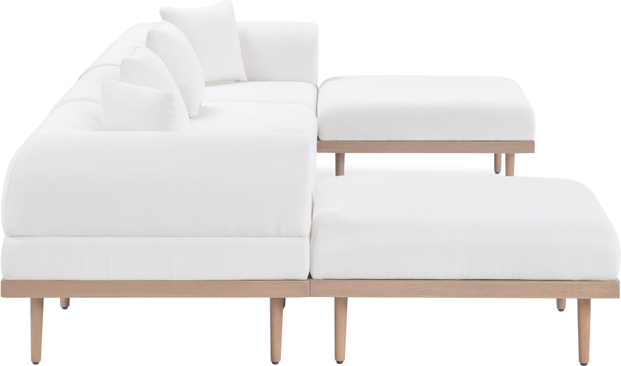 Meridian Furniture - Laguna 142" Resilient Water Resistant Fabric Upholstered Outdoor Patio 6 Piece Modular Sectional - 55036Cream-Sec6B - GreatFurnitureDeal