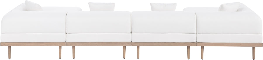 Meridian Furniture - Laguna 142" Resilient Water Resistant Fabric Upholstered Outdoor Patio 6 Piece Modular Sectional - 55036Cream-Sec6B - GreatFurnitureDeal