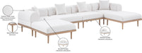 Meridian Furniture - Laguna 142" Resilient Water Resistant Fabric Upholstered Outdoor Patio 6 Piece Modular Sectional - 55036Cream-Sec6B - GreatFurnitureDeal