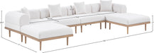 Meridian Furniture - Laguna 142" Resilient Water Resistant Fabric Upholstered Outdoor Patio 6 Piece Modular Sectional - 55036Cream-Sec6B - GreatFurnitureDeal