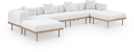 Meridian Furniture - Laguna 142" Resilient Water Resistant Fabric Upholstered Outdoor Patio 6 Piece Modular Sectional - 55036Cream-Sec6B - GreatFurnitureDeal