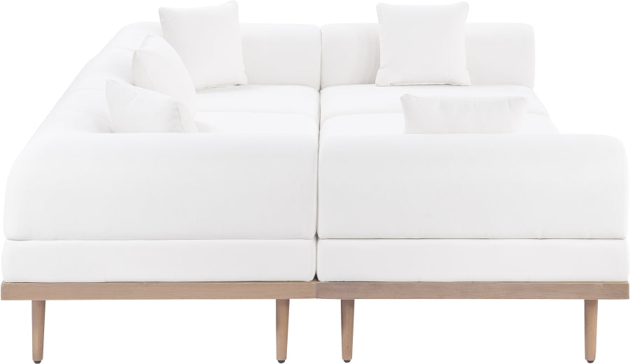 Meridian Furniture - Laguna 106.5" Resilient Water Resistant Fabric Upholstered Outdoor Patio 6 Piece Modular Sectional - 55036Cream-Sec6C - GreatFurnitureDeal