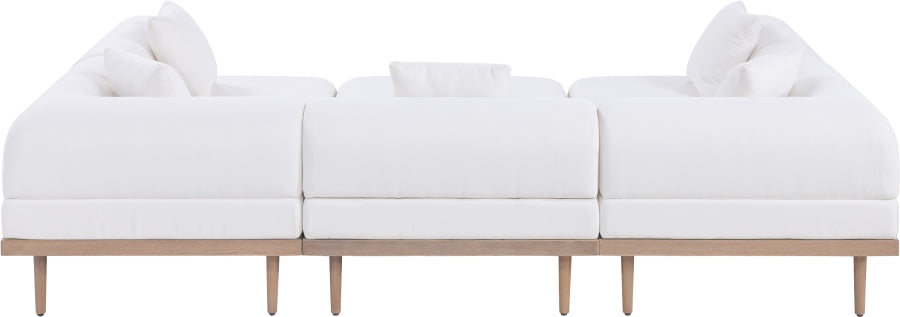 Meridian Furniture - Laguna 106.5" Resilient Water Resistant Fabric Upholstered Outdoor Patio 6 Piece Modular Sectional - 55036Cream-Sec6C - GreatFurnitureDeal
