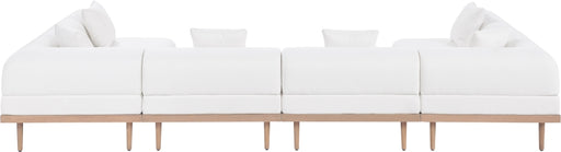 Meridian Furniture - Laguna 142" Resilient Water Resistant Fabric Upholstered Outdoor Patio 6 Piece Modular Sectional - 55036Cream-Sec6D - GreatFurnitureDeal