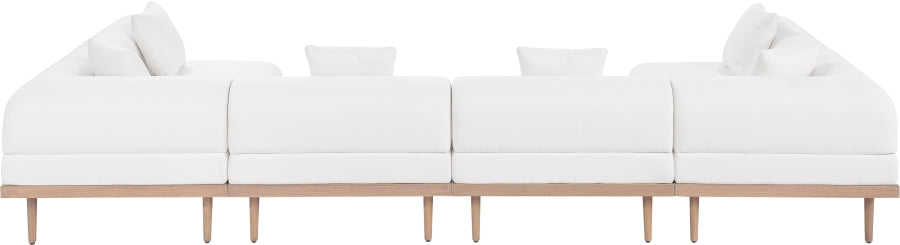 Meridian Furniture - Laguna 142" Resilient Water Resistant Fabric Upholstered Outdoor Patio 6 Piece Modular Sectional - 55036Cream-Sec6D - GreatFurnitureDeal