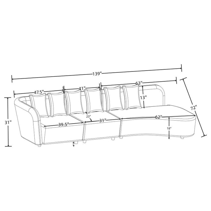 Coaster Furniture - Fayette 3-piece Upholstered Sectional Sofa in Greige - 504920-SET - GreatFurnitureDeal