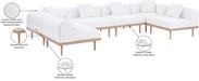 Meridian Furniture - Laguna 142" Resilient Water Resistant Fabric Upholstered Outdoor Patio 6 Piece Modular Sectional - 55036Cream-Sec6D - GreatFurnitureDeal