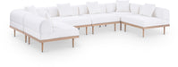 Meridian Furniture - Laguna 142" Resilient Water Resistant Fabric Upholstered Outdoor Patio 6 Piece Modular Sectional - 55036Cream-Sec6D - GreatFurnitureDeal