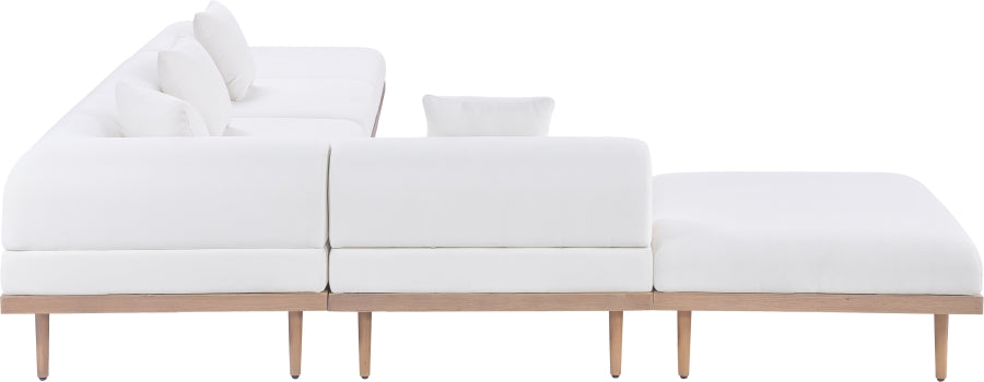 Meridian Furniture - Laguna 142" Resilient Water Resistant Fabric Upholstered Outdoor Patio 6 Piece Modular Sectional - 55036Cream-Sec6E - GreatFurnitureDeal