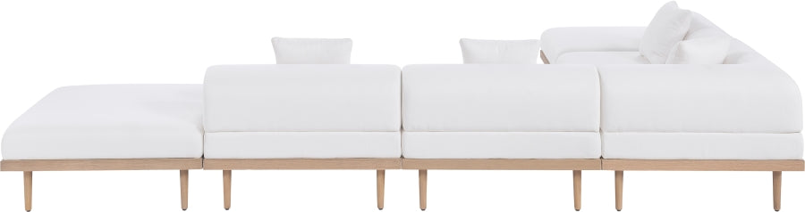 Meridian Furniture - Laguna 142" Resilient Water Resistant Fabric Upholstered Outdoor Patio 6 Piece Modular Sectional - 55036Cream-Sec6E - GreatFurnitureDeal