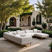Meridian Furniture - Laguna 142" Resilient Water Resistant Fabric Upholstered Outdoor Patio 7 Piece Modular Sectional - 55036Cream-Sec7A - GreatFurnitureDeal