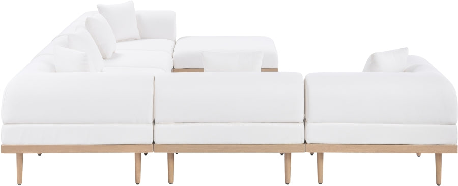 Meridian Furniture - Laguna 142" Resilient Water Resistant Fabric Upholstered Outdoor Patio 7 Piece Modular Sectional - 55036Cream-Sec7A - GreatFurnitureDeal