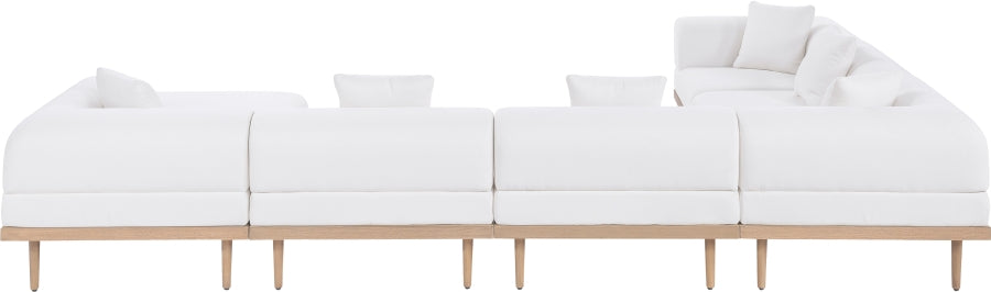 Meridian Furniture - Laguna 142" Resilient Water Resistant Fabric Upholstered Outdoor Patio 7 Piece Modular Sectional - 55036Cream-Sec7A - GreatFurnitureDeal