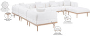 Meridian Furniture - Laguna 142" Resilient Water Resistant Fabric Upholstered Outdoor Patio 7 Piece Modular Sectional - 55036Cream-Sec7A - GreatFurnitureDeal