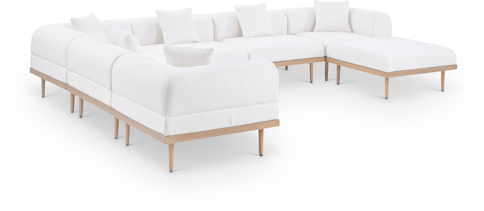 Meridian Furniture - Laguna 142" Resilient Water Resistant Fabric Upholstered Outdoor Patio 7 Piece Modular Sectional - 55036Cream-Sec7A - GreatFurnitureDeal