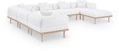 Meridian Furniture - Laguna 142" Resilient Water Resistant Fabric Upholstered Outdoor Patio 7 Piece Modular Sectional - 55036Cream-Sec7A - GreatFurnitureDeal