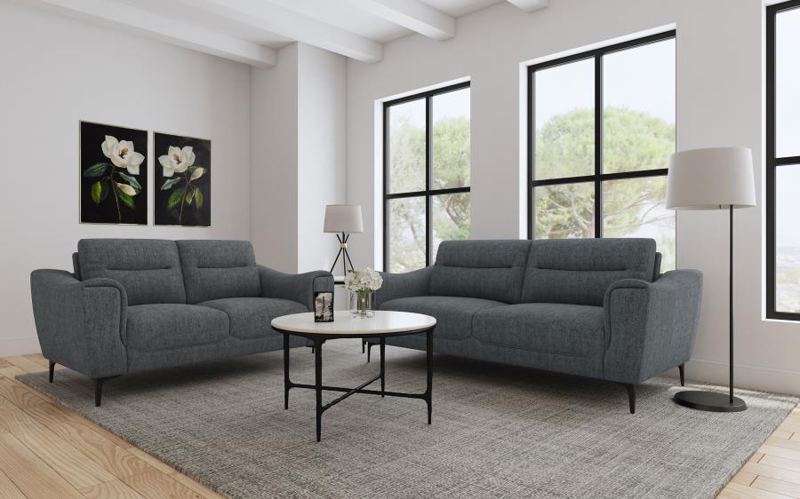 Coaster Furniture - Nolan 2-Piece Upholstered Sofa Set Charcoal - 509281-S2 - GreatFurnitureDeal