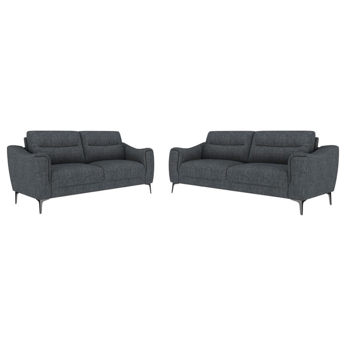 Coaster Furniture - Nolan 2-Piece Upholstered Sofa Set Charcoal - 509281-S2 - GreatFurnitureDeal